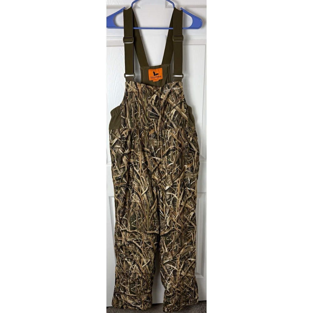 Field & Stream Mens L Insulated Hunting Bib Overalls Camo Waterproof Pants